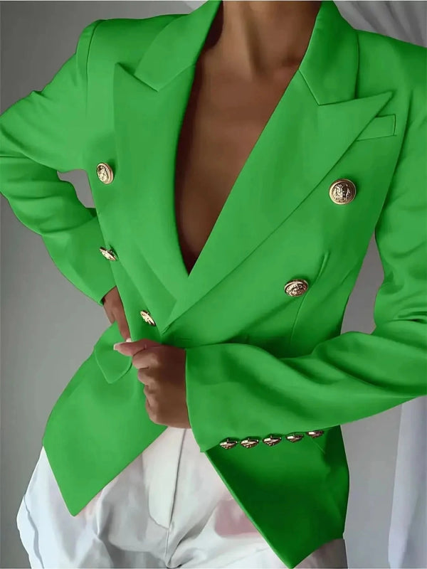 Decor Button Lapel Collar Blazer - ShalayeFashion