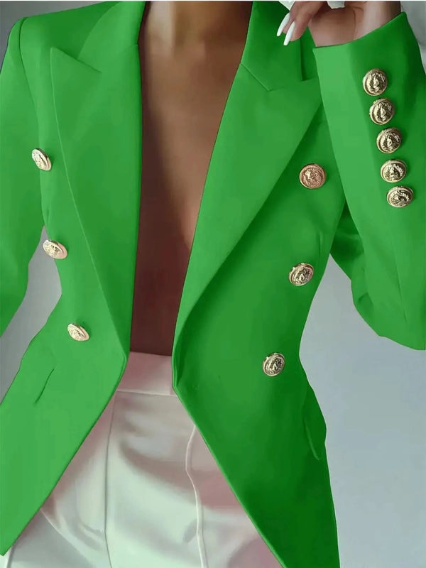 Decor Button Lapel Collar Blazer - ShalayeFashion