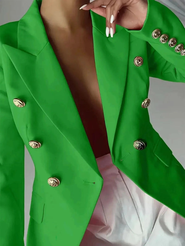 Decor Button Lapel Collar Blazer - ShalayeFashion