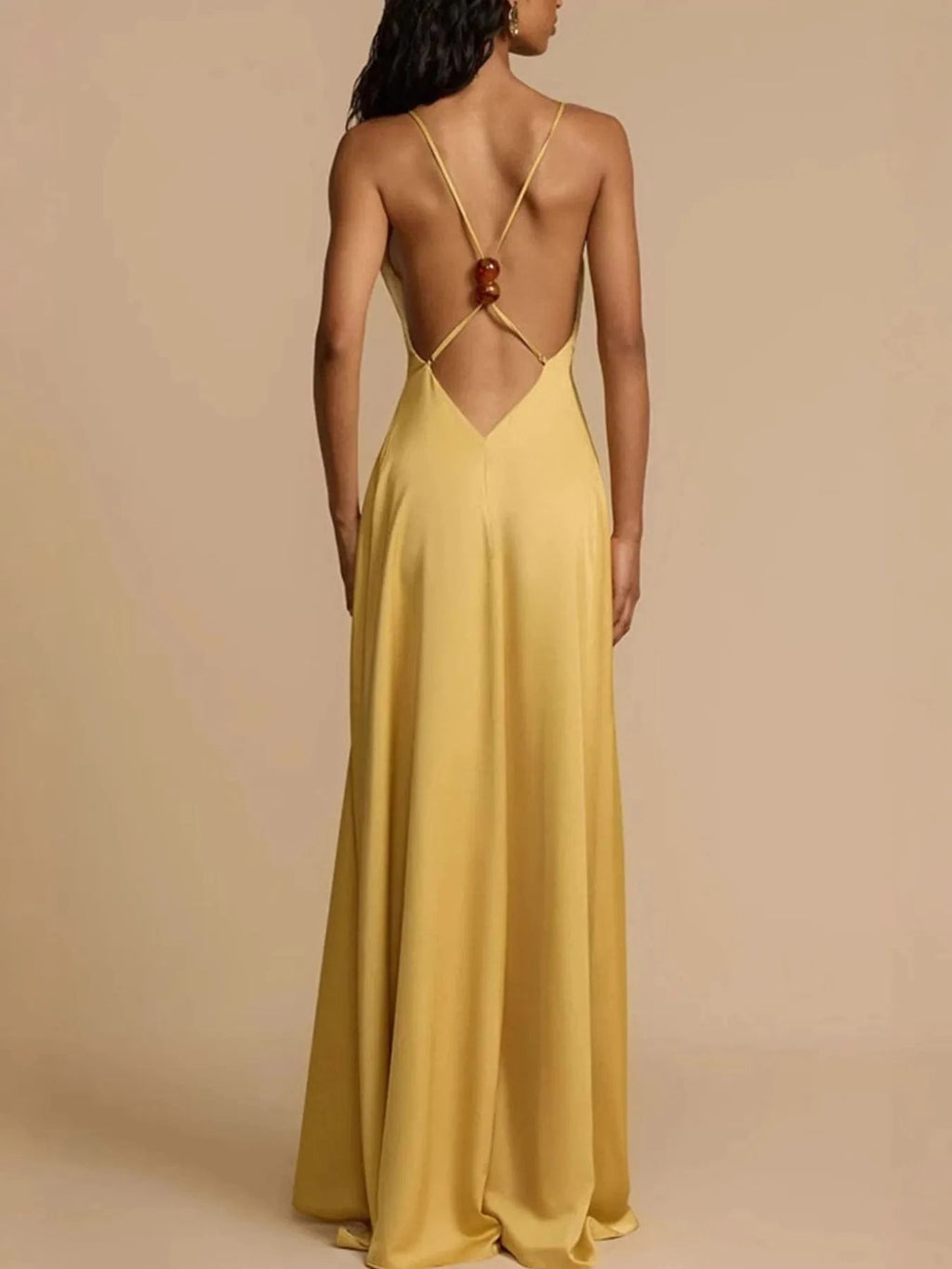 Deep V - Neck Maxi Dress - ShalayeFashion