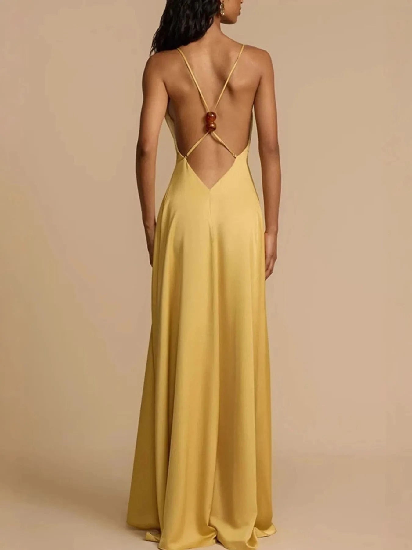 Deep V - Neck Maxi Dress - ShalayeFashion