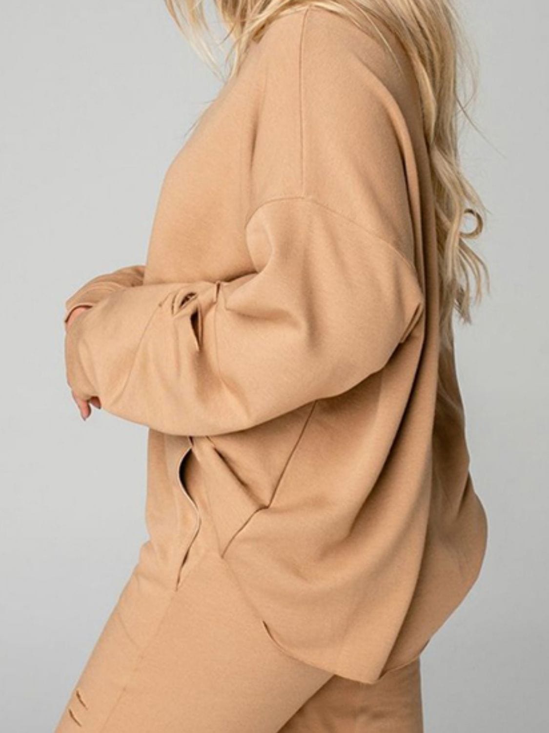 Distressed Sweatshirt and Joggers Set - ShalayeFashion