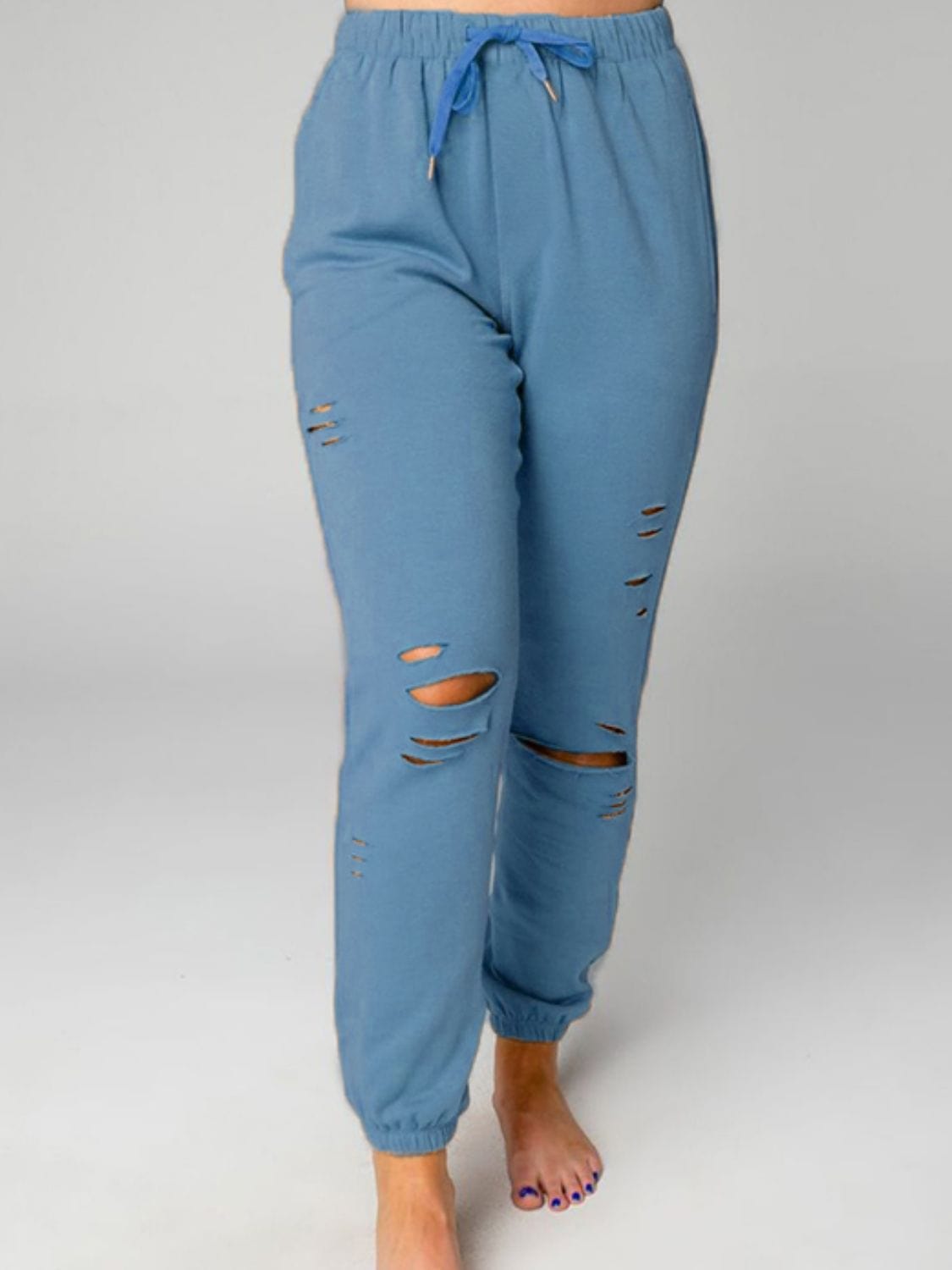 Distressed Sweatshirt and Joggers Set - ShalayeFashion