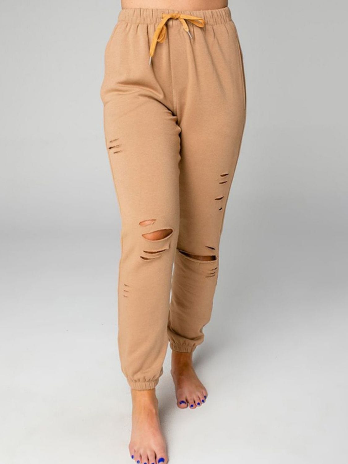 Distressed Sweatshirt and Joggers Set - ShalayeFashion