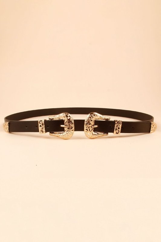 Double Buckle PU Leather Belt - ShalayeFashion
