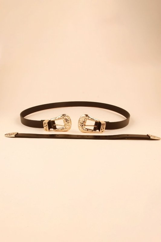 Double Buckle PU Leather Belt - ShalayeFashion