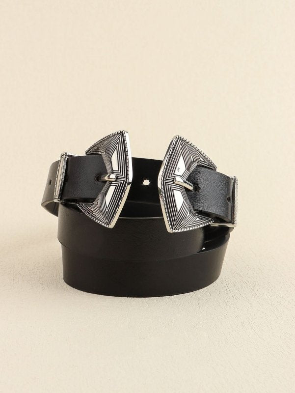 Double Buckle PU Leather Belt - ShalayeFashion