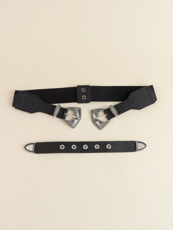 Double Buckle PU Leather Belt - ShalayeFashion