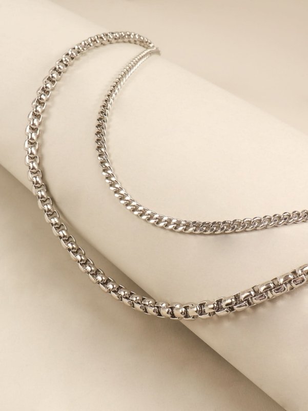Double - Layered Metal Chain Belt - ShalayeFashion