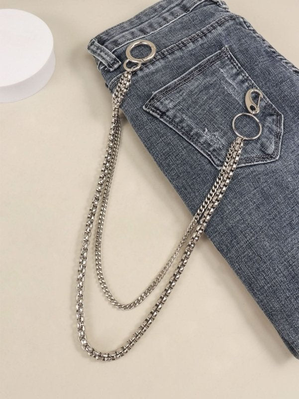 Double - Layered Metal Chain Belt - ShalayeFashion