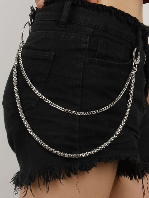 Double - Layered Metal Chain Belt - ShalayeFashion