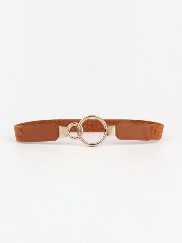 Double Ring Buckle Elastic PU Belt - ShalayeFashion