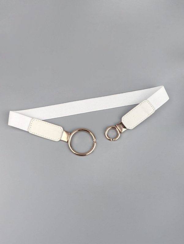 Double Ring Buckle Elastic PU Belt - ShalayeFashion