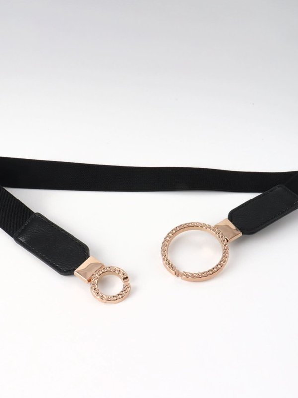 Double Ring Buckle Elastic PU Belt - ShalayeFashion