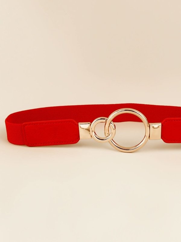 Double Ring Buckle Elastic PU Belt - ShalayeFashion