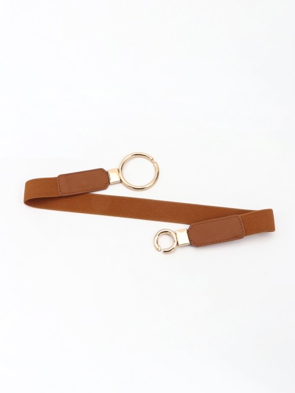 Double Ring Buckle Elastic PU Belt - ShalayeFashion