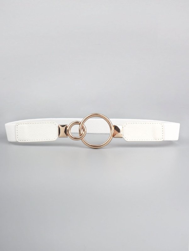 Double Ring Buckle Elastic PU Belt - ShalayeFashion
