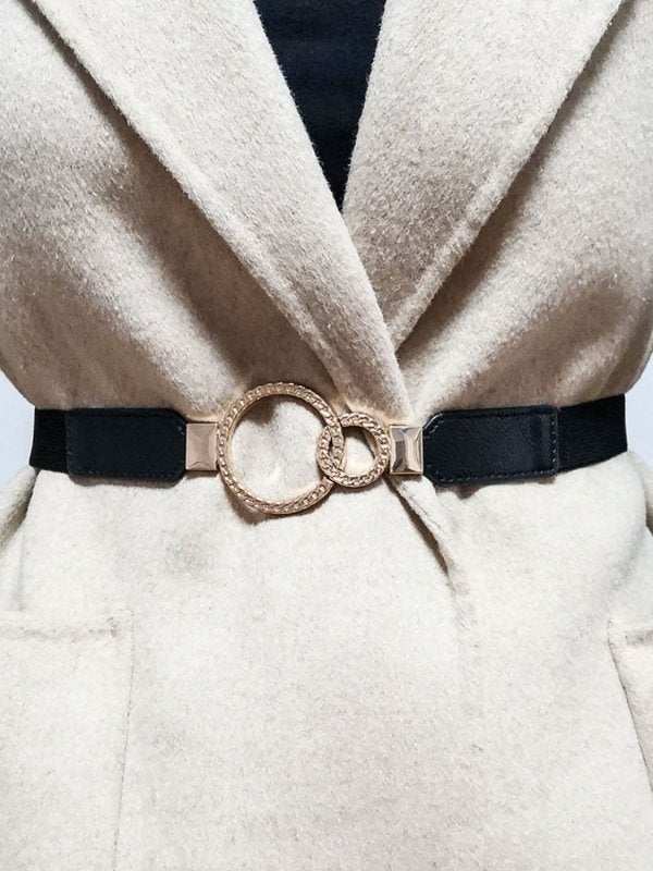 Double Ring Buckle Elastic PU Belt - ShalayeFashion
