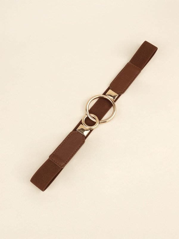 Double Ring Buckle Elastic PU Belt - ShalayeFashion