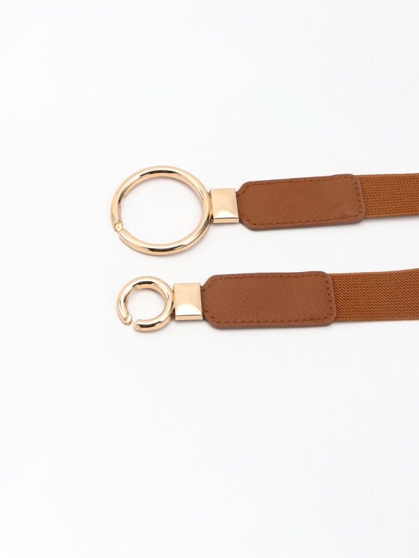 Double Ring Buckle Elastic PU Belt - ShalayeFashion