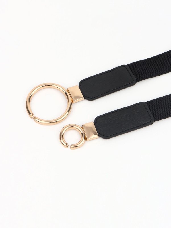 Double Ring Buckle Elastic PU Belt - ShalayeFashion