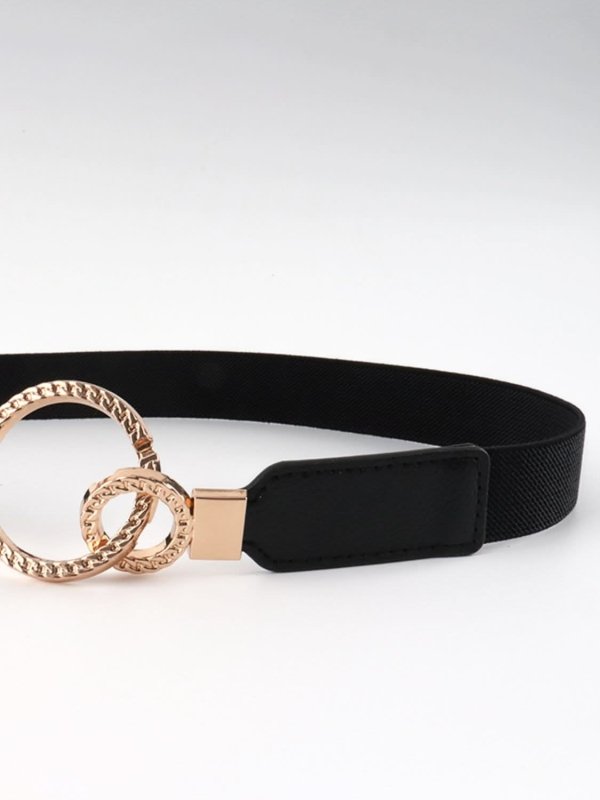 Double Ring Buckle Elastic PU Belt - ShalayeFashion