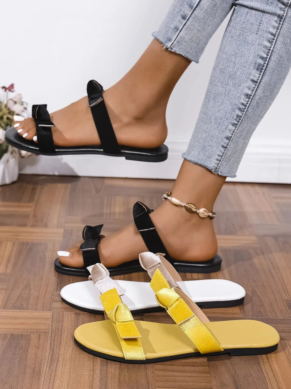 Double Strap Flat Sandals - ShalayeFashion