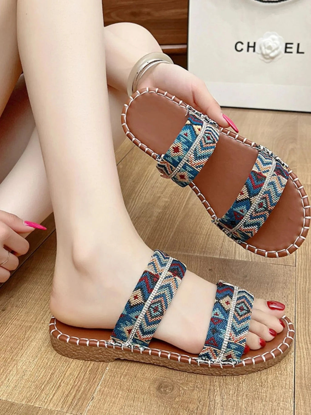 Double Strap Open Toe Sandals - ShalayeFashion