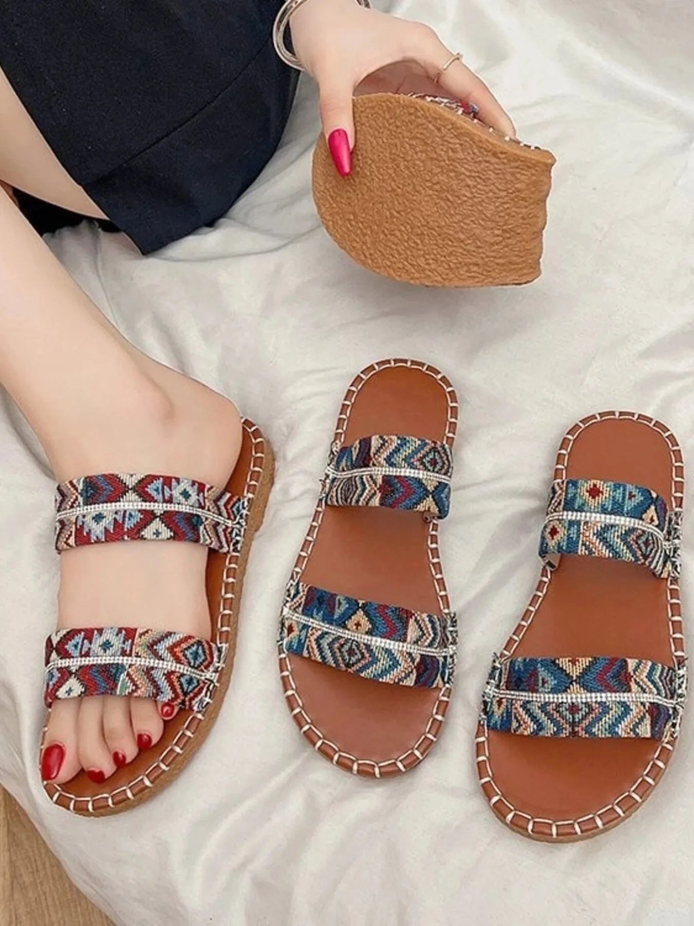 Double Strap Open Toe Sandals - ShalayeFashion