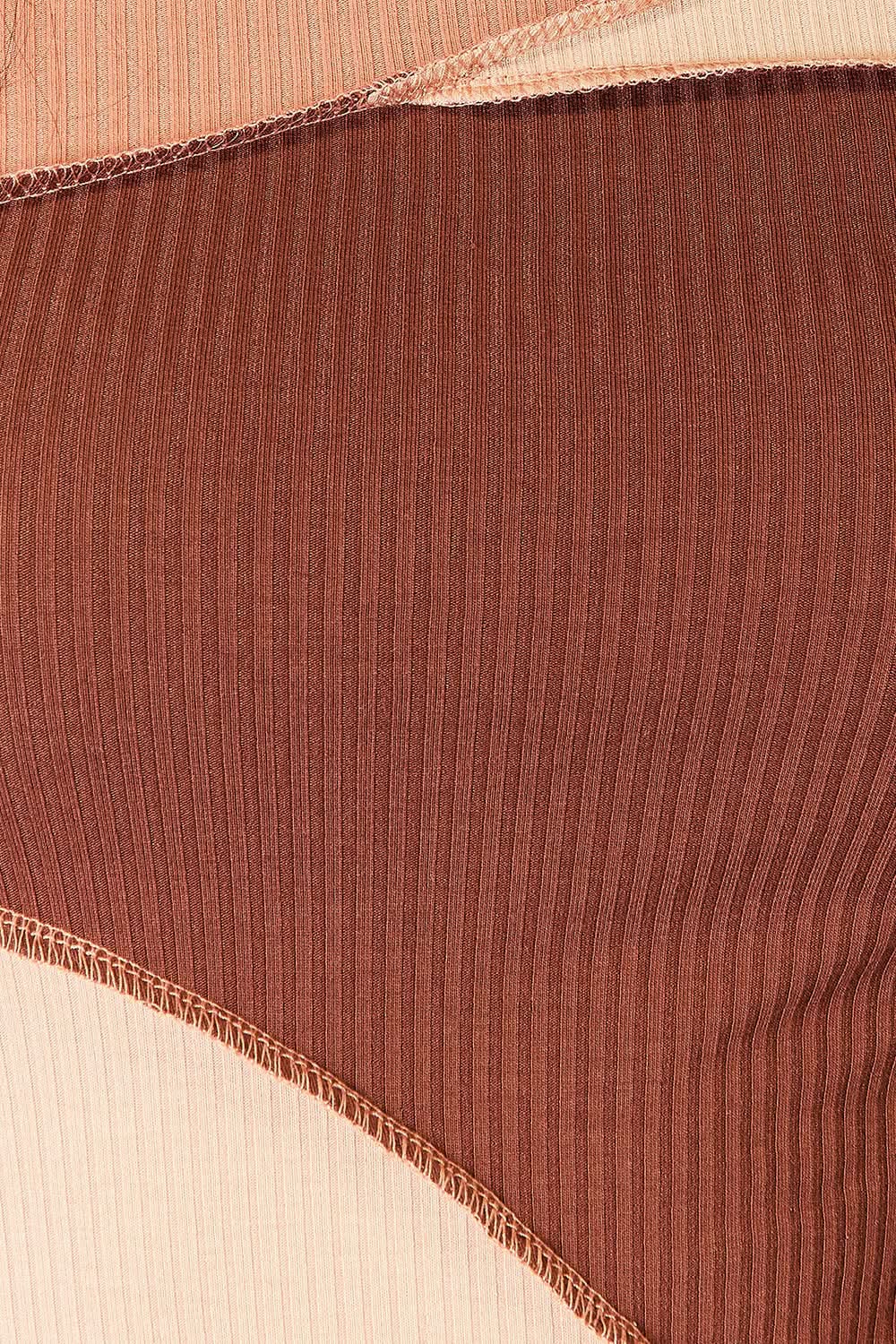 Double Take Color Block Exposed Seam Long Sleeve Top - ShalayeFashion