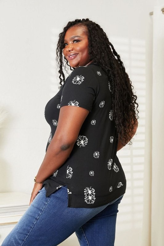 Double Take Dandelion Print Round Neck T-Shirt - ShalayeFashion