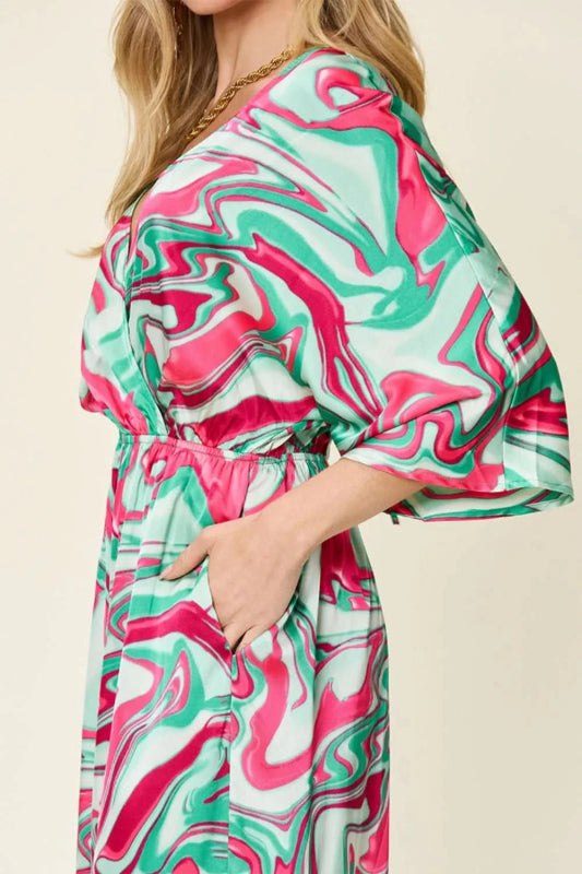 Double Take Full Size Half Sleeve Wide Leg Jumpsuit - ShalayeFashion