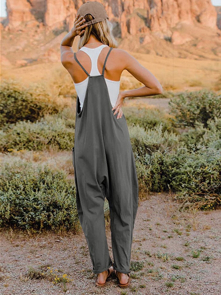 Double Take Full Size Sleeveless V - Neck Pocketed Jumpsuit - ShalayeFashion