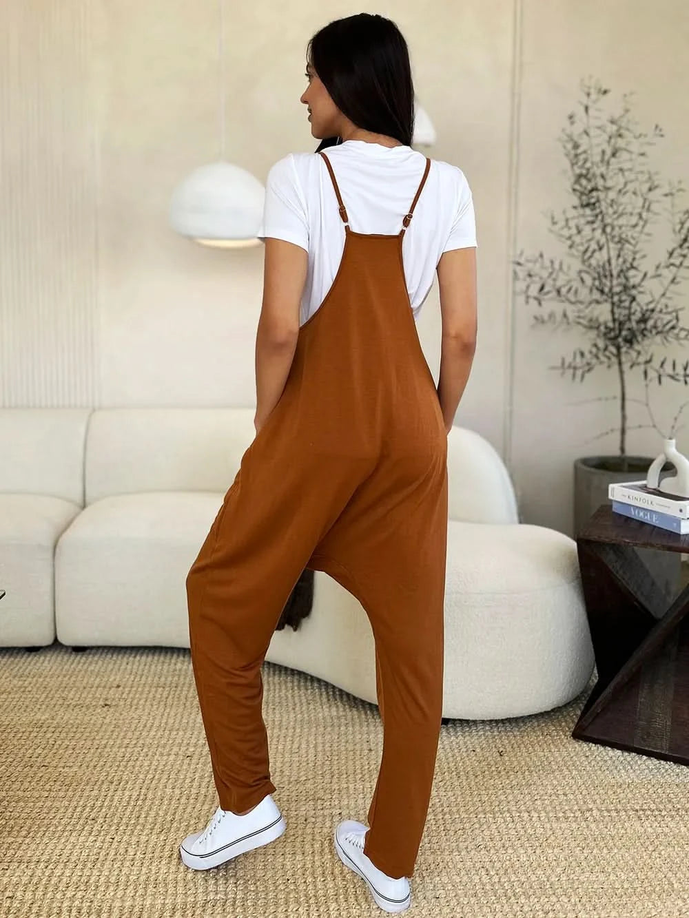 Double Take Full Size Sleeveless V - Neck Pocketed Jumpsuit - ShalayeFashion
