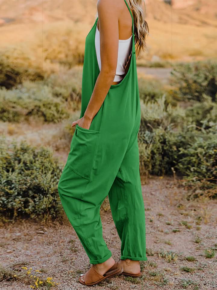 Double Take Full Size Sleeveless V - Neck Pocketed Jumpsuit - ShalayeFashion