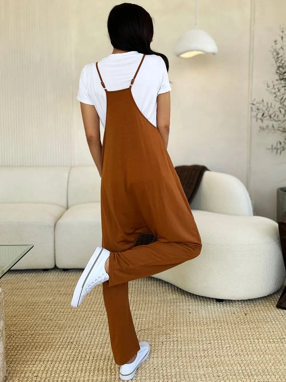Double Take Full Size Sleeveless V - Neck Pocketed Jumpsuit - ShalayeFashion