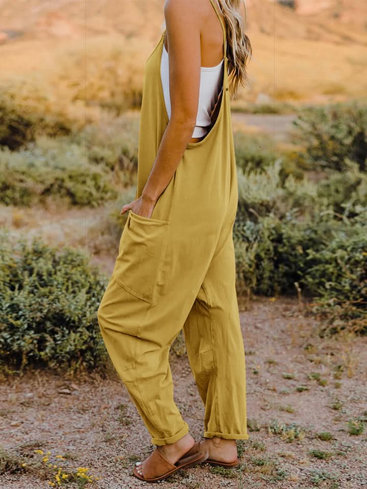 Double Take Full Size Sleeveless V - Neck Pocketed Jumpsuit - ShalayeFashion