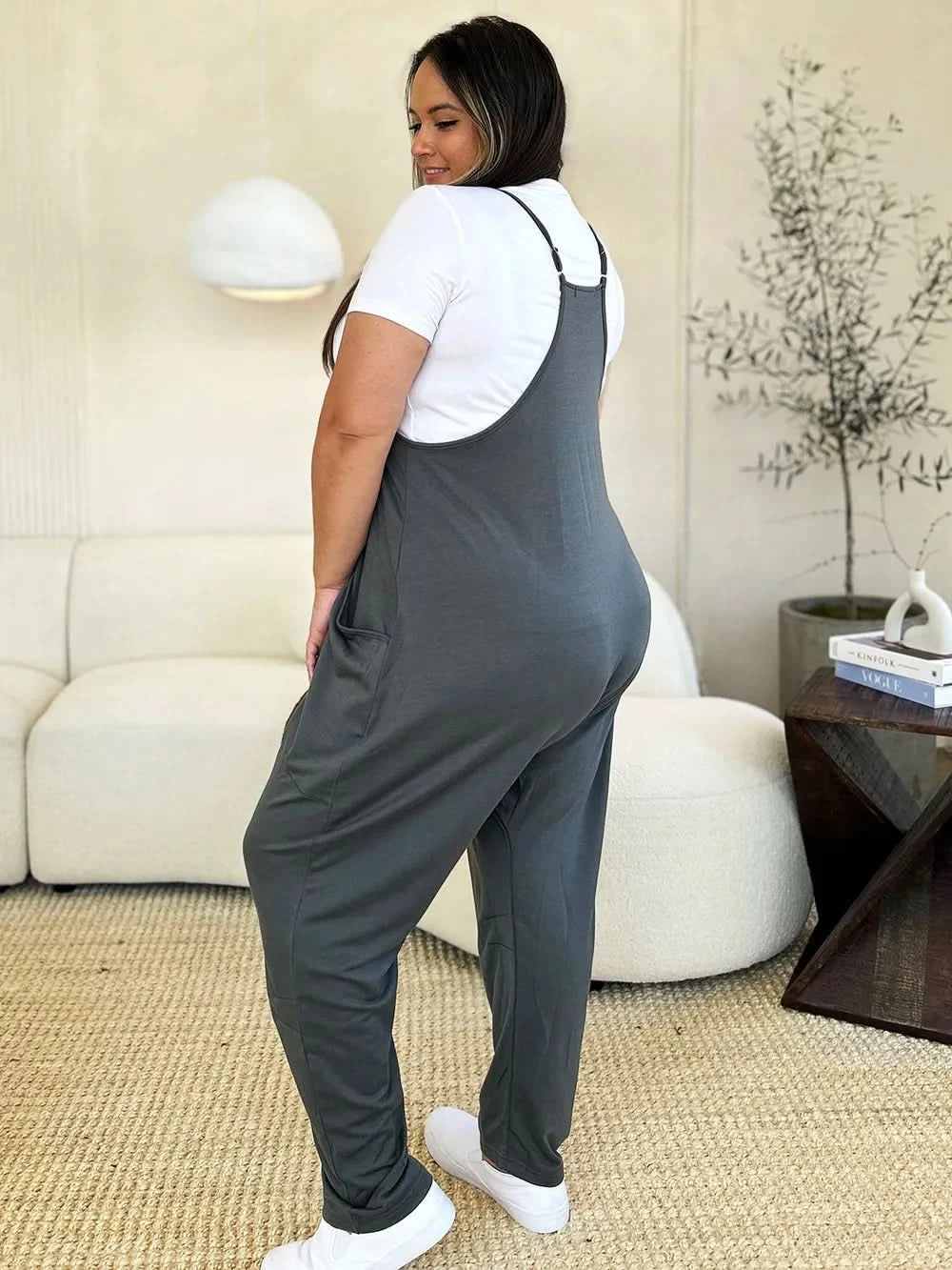 Double Take Full Size Sleeveless V - Neck Pocketed Jumpsuit - ShalayeFashion