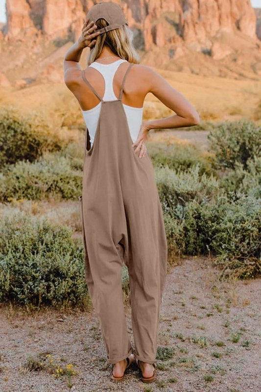Double Take Full Size V - Neck Sleeveless Jumpsuit with Pockets - ShalayeFashion