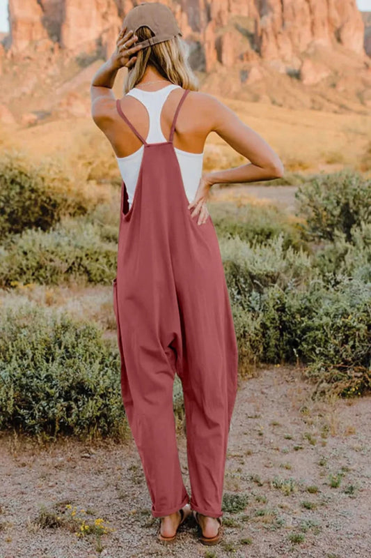 Double Take Full Size V - Neck Sleeveless Jumpsuit with Pockets - ShalayeFashion