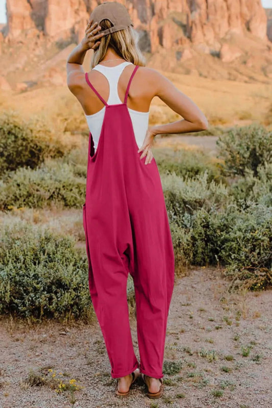 Double Take Full Size V - Neck Sleeveless Jumpsuit with Pockets - ShalayeFashion