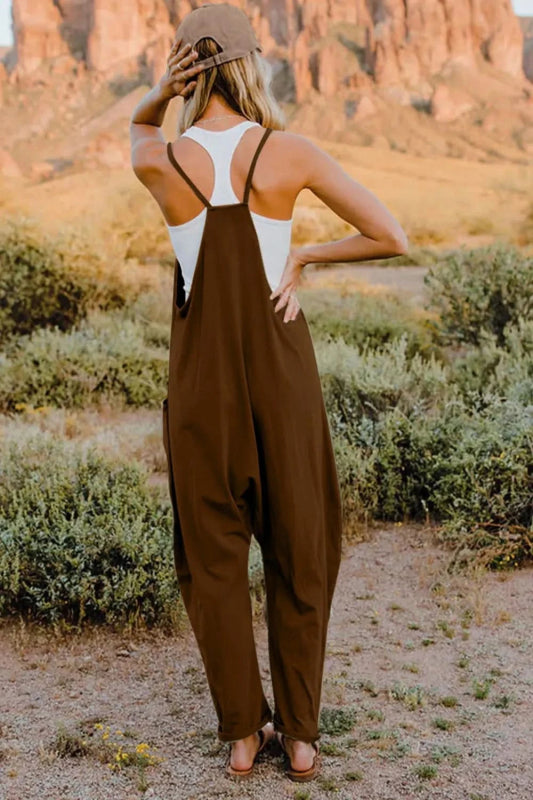 Double Take Full Size V - Neck Sleeveless Jumpsuit with Pockets - ShalayeFashion