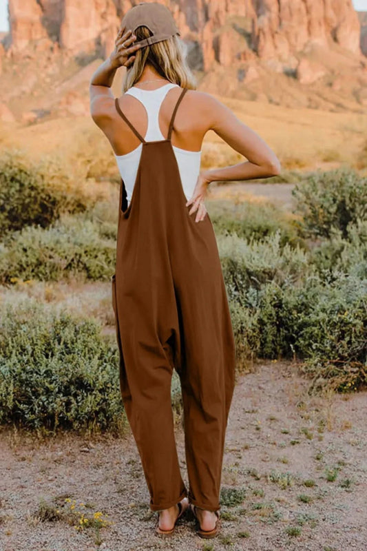 Double Take Full Size V - Neck Sleeveless Jumpsuit with Pockets - ShalayeFashion