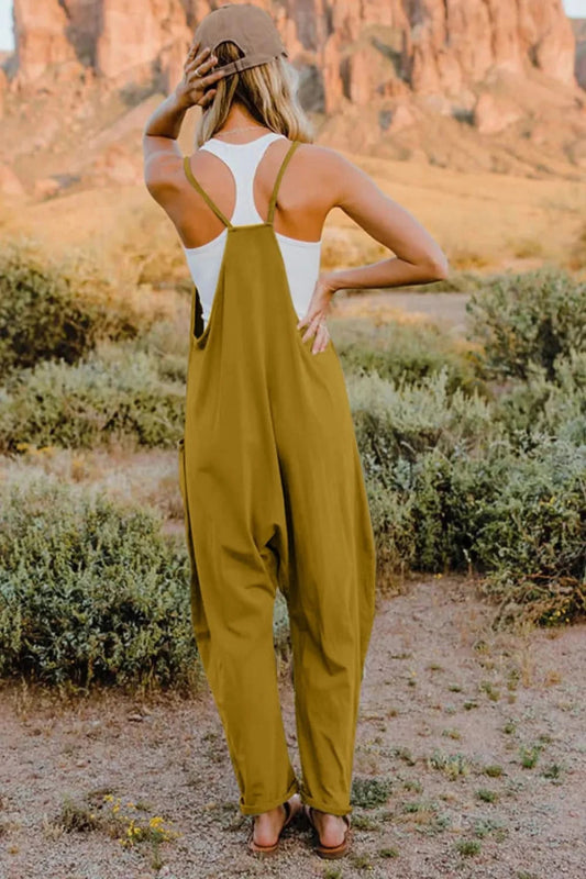 Double Take Full Size V - Neck Sleeveless Jumpsuit with Pockets - ShalayeFashion
