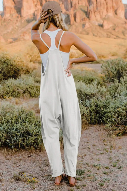 Double Take Full Size V - Neck Sleeveless Jumpsuit with Pockets - ShalayeFashion