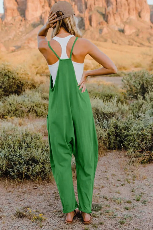 Double Take Full Size V - Neck Sleeveless Jumpsuit with Pockets - ShalayeFashion