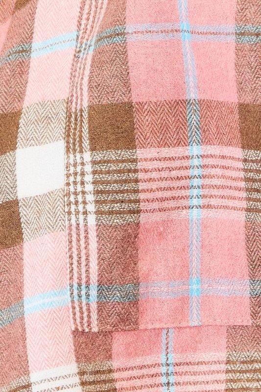 Double Take Plaid Collared Neck Long Sleeve Button - Up Shirt - ShalayeFashion