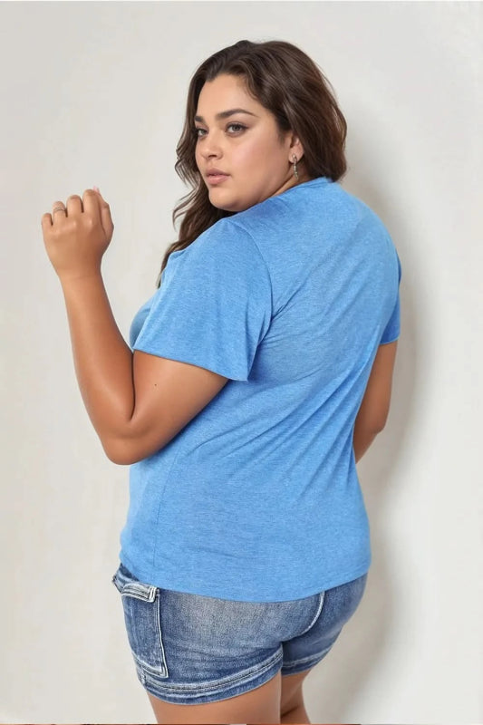 Double Take Ruched V - Neck Short Sleeve T-Shirt - ShalayeFashion