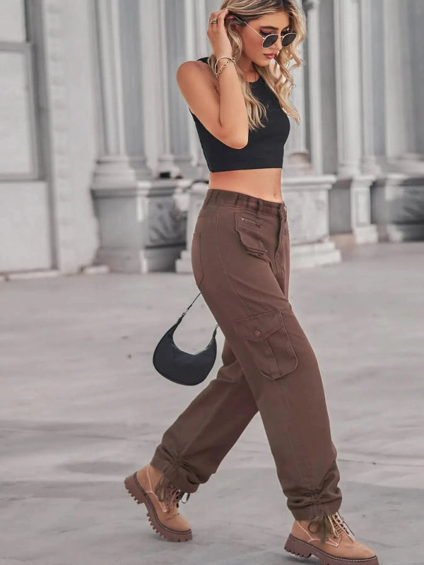 Drawstring Cargo Jeans - ShalayeFashion