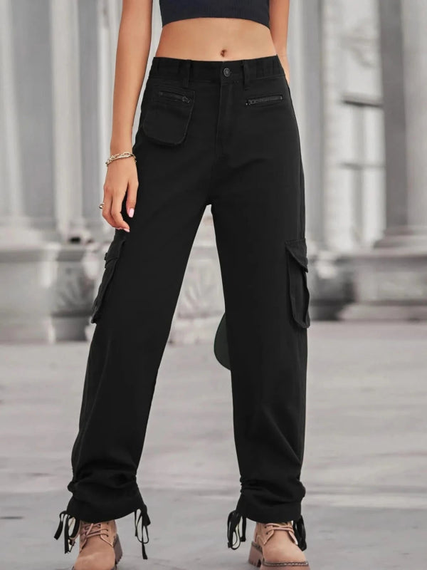 Drawstring Cargo Jeans - ShalayeFashion
